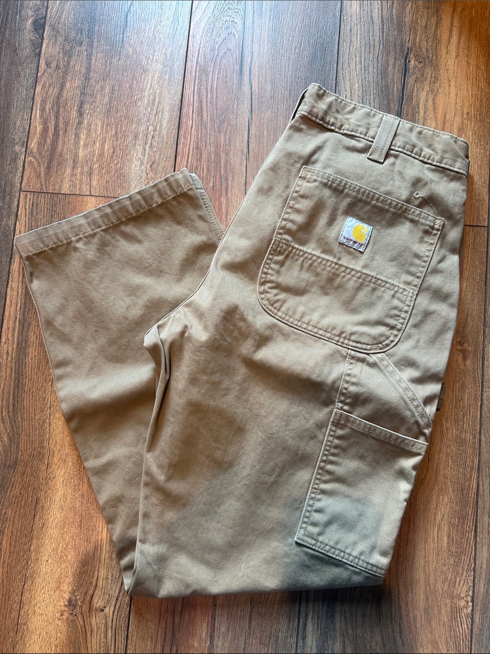 Carhartt Men’s Tan Cargo Work Pants with Utility Pockets 35 x 30